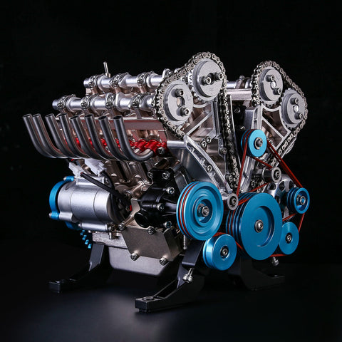 TECHING 500+ Teile 1:3 V8 Motor Modell Bausatz, Metall-Mechanik Motor Experiment Physik Spielzeug 3