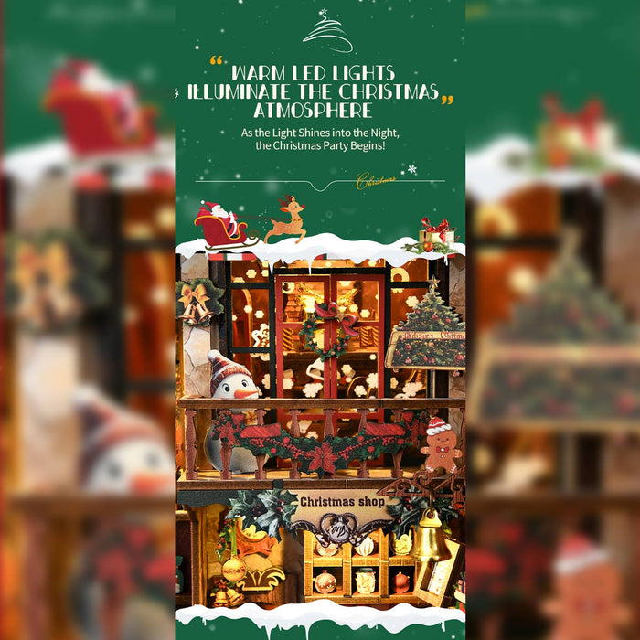 Christmas Shop 3D Wooden DIY Miniature House Kit, Creative Holiday Desktop Decor, Unique Christmas Gift (264PCS) enginediyshop