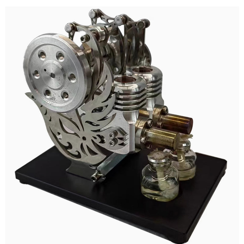 Pigeon-Style Dual-Cylinder Dual-Piston Hot Air Stirling Engine Model - enginediyshop