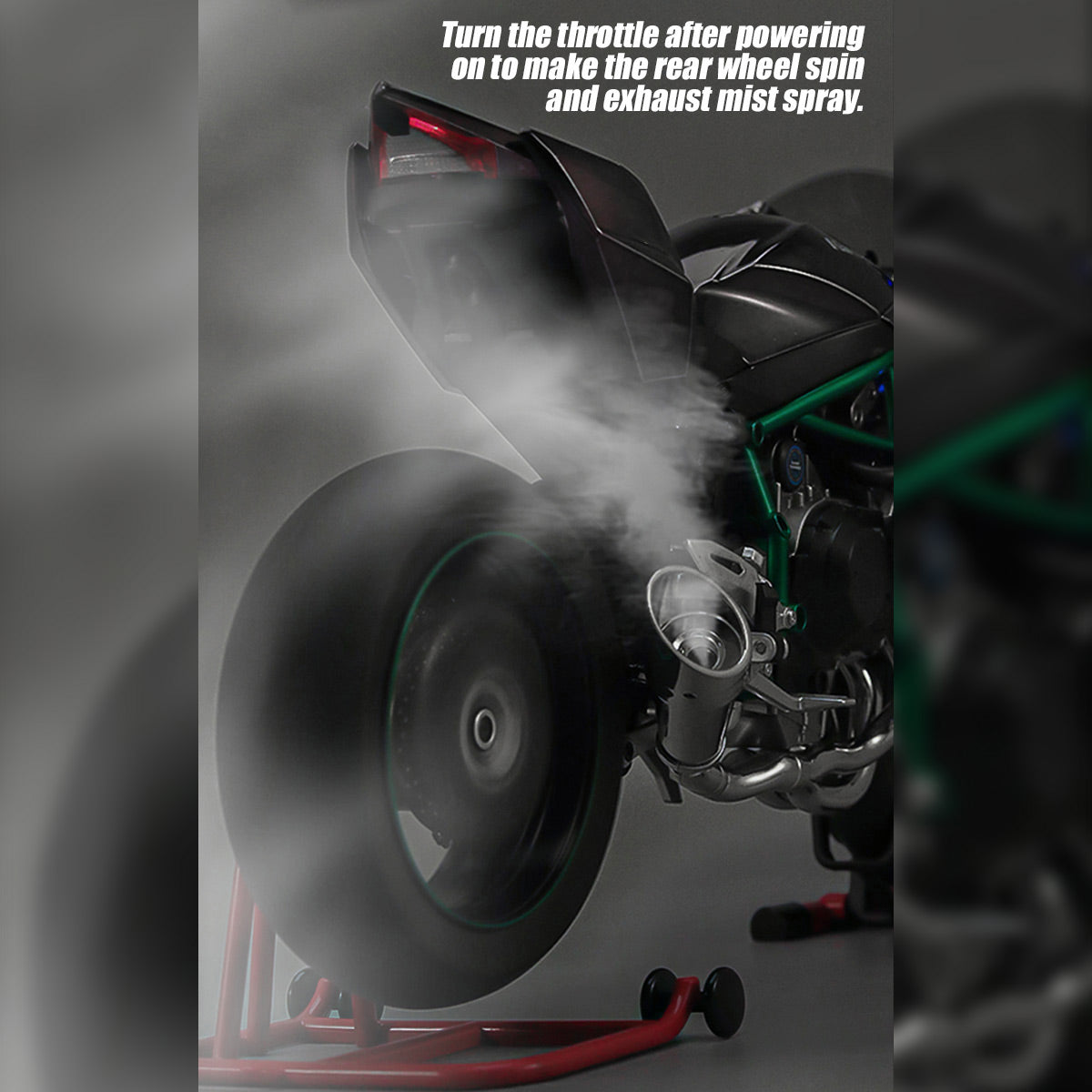 1/6 Scale Alloy Dynamic Motorcycle Model - Simulation Bike with Ignition System & Smoke Spray (Carbon Fiber Style) enginediyshop