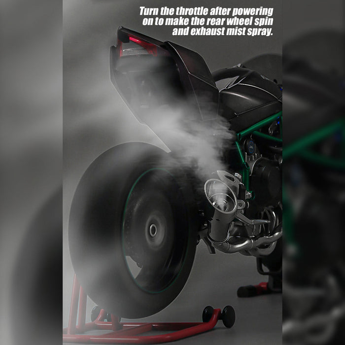 1/6 Scale Alloy Dynamic Motorcycle Model - Simulation Bike with Ignition System & Smoke Spray (Carbon Fiber Style) enginediyshop