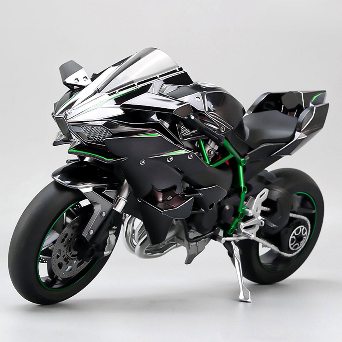 1/6 Scale Alloy Dynamic Motorcycle Model - Simulation Bike with Ignition System & Smoke Spray (Carbon Fiber Style) enginediyshop