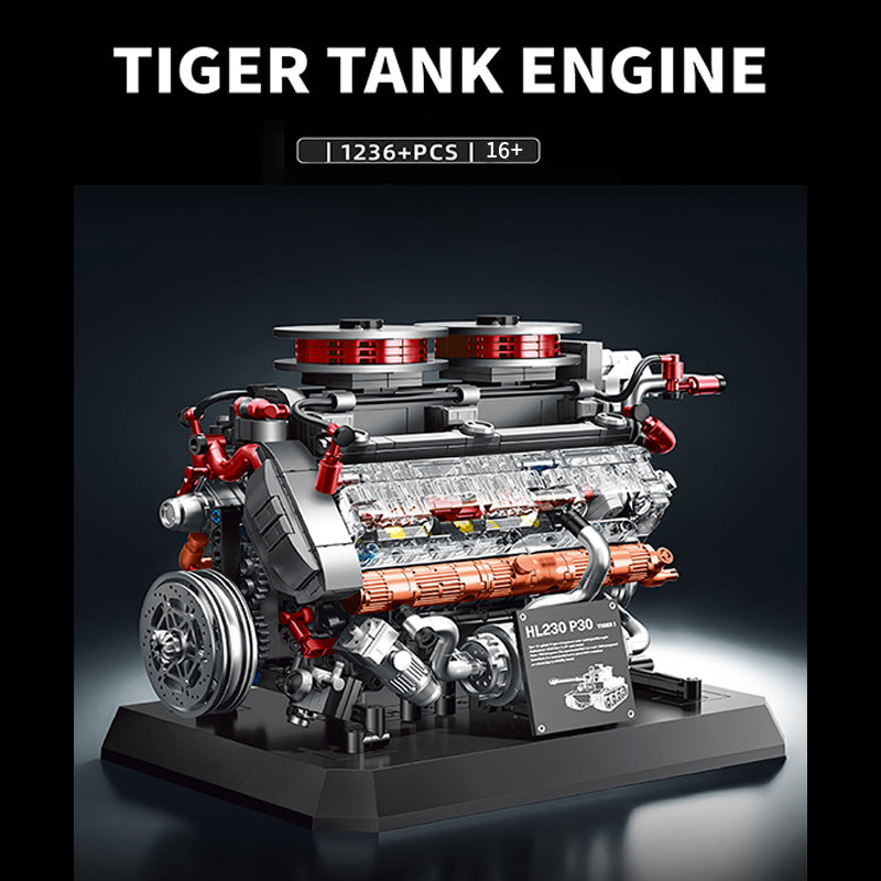 Moc Military Tiger Tank Engine Building Blocks Set（1236PCS） enginediyshop