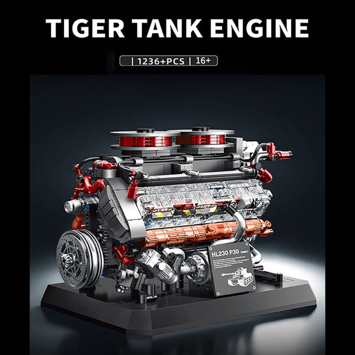 Moc Military Tiger Tank Engine Building Blocks Set（1236PCS） enginediyshop