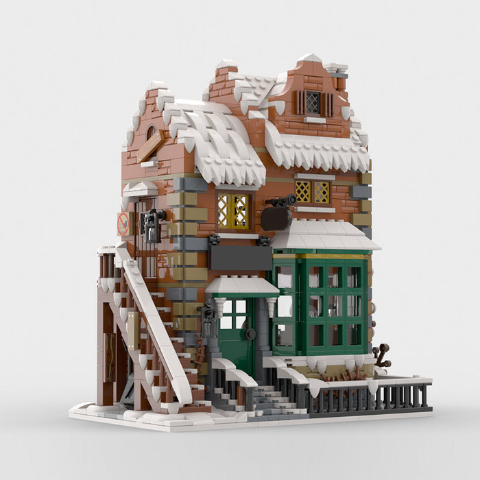 MOC-228435 Winter Modular Christmas Snow Scene Street Scene Building Blocks Set (1841PCS) enginediyshop