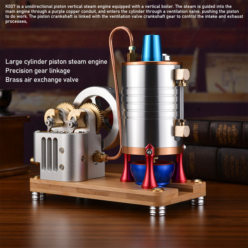 All-Metal Vertical Dual-Cylinder Oneway Piston Steam Engine Model Semi-circular Dynamically Balanced Crankshaft Educational & Collectible Mechanical Model - enginediyshop