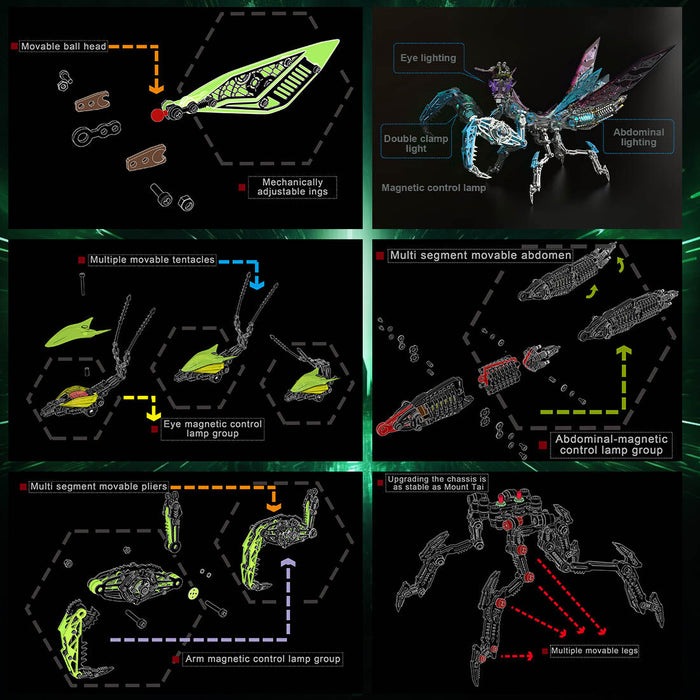 3D Metal Mechanical Mantis DIY Assembly Insect Model Kits Creative Orn ...