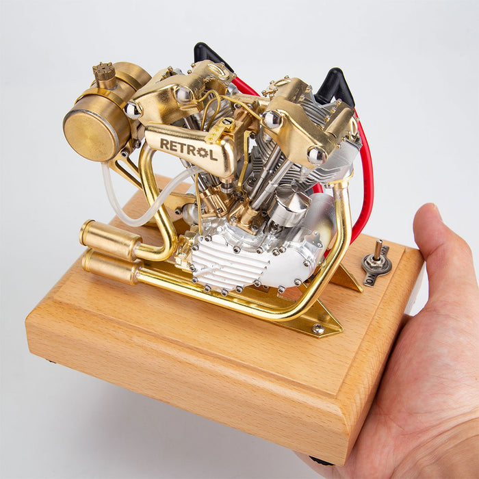 RETROL R29 4.2CC Mini OHV V-Twin Double-cylinder Four-stroke Gasoline Engine Internal Combustion Engine Model for Motorcycle