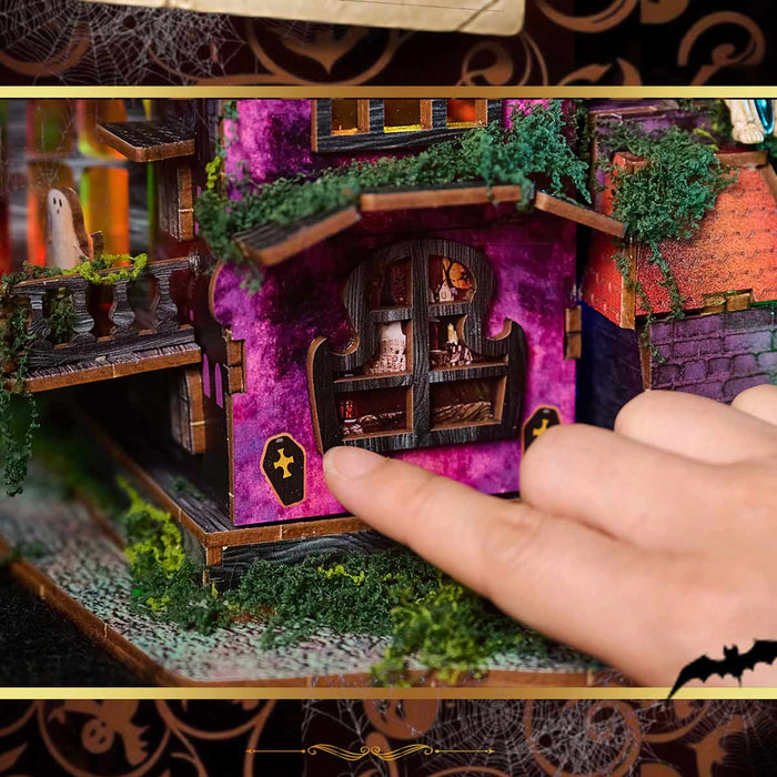 Halloween Night 3D Wooden DIY Miniature Horror House Kit, Spooky Terrifying Desktop Model & Halloween Decoration enginediyshop