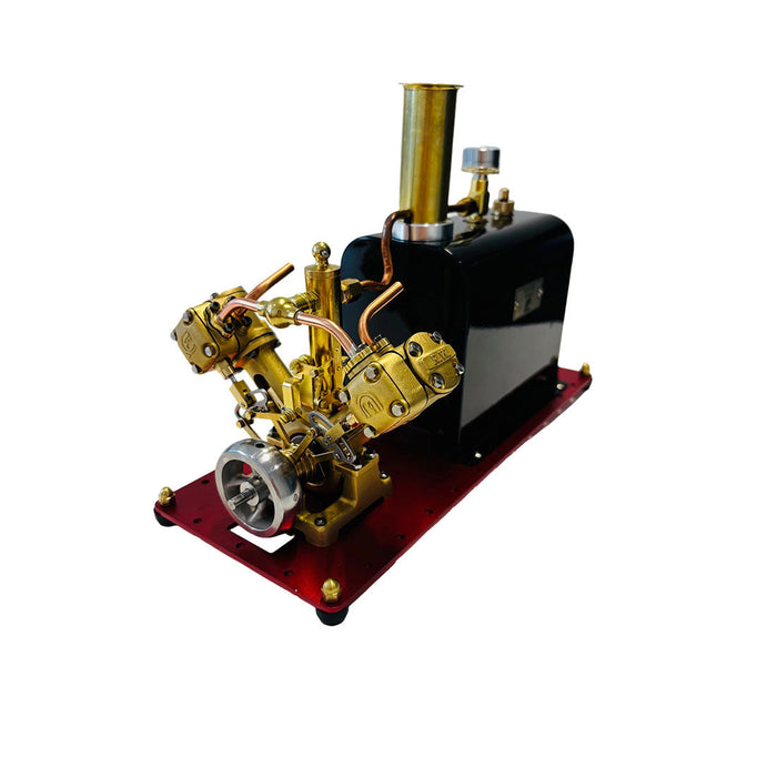 RW-BV2C Mini Reversible Reciprocating V-Type Dual-Cylinder Live Steam Engine and Boiler Model Compatible with 70-130cm Steam Boats for Collectors & Industrial Enthusiasts (Assembled Version) enginediyshop