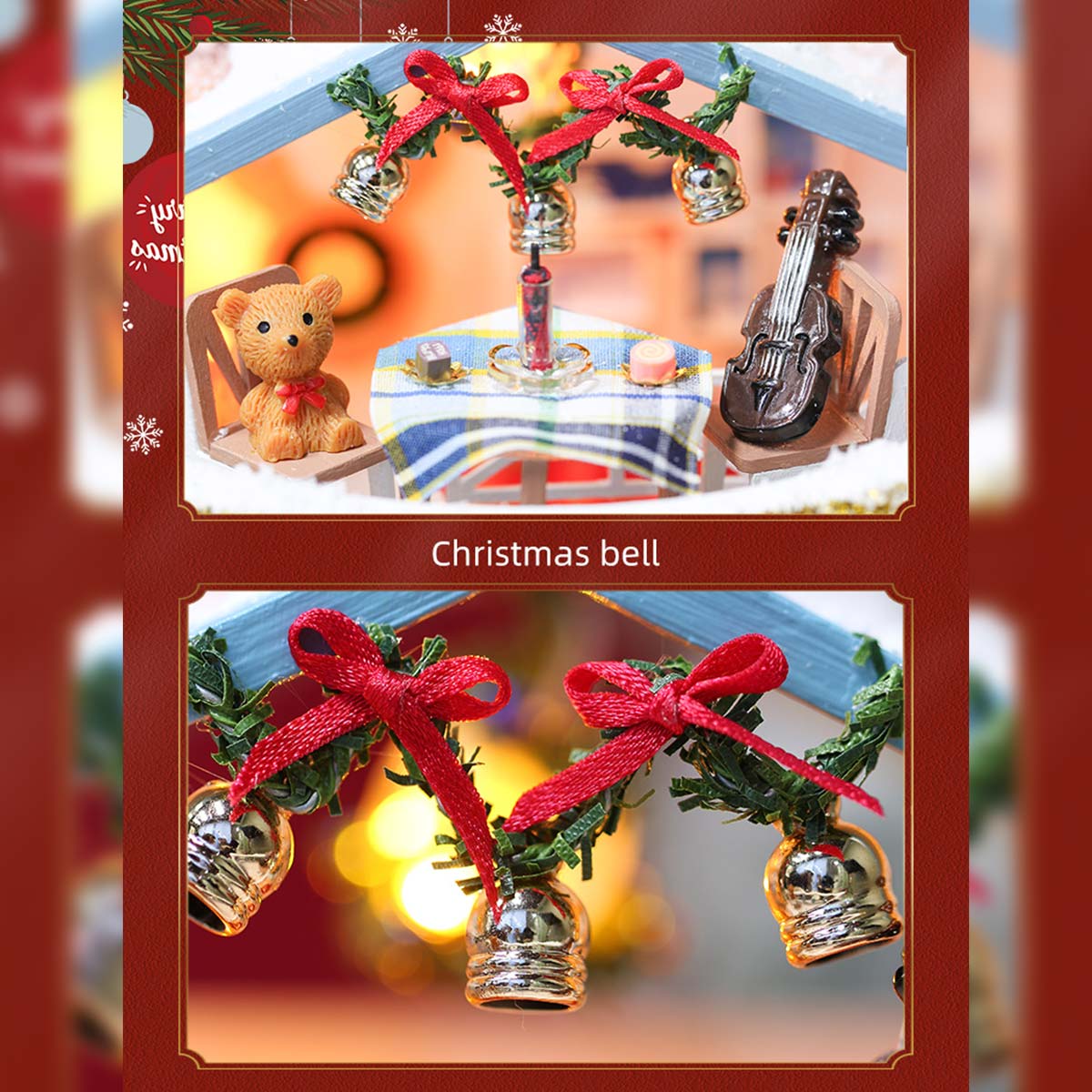 Christmas Snowy Night DIY Miniature House Model Kit, Winter Scene Music Box with Glass Cover, Desktop Decor & Handcrafted Puzzle Gift for Holidays (200+PCS) enginediyshop