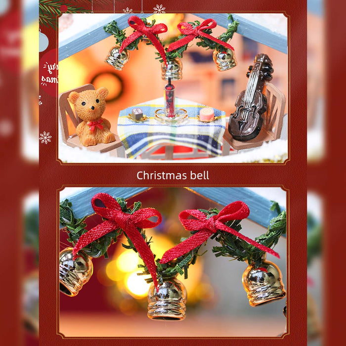 Christmas Snowy Night DIY Miniature House Model Kit, Winter Scene Music Box with Glass Cover, Desktop Decor & Handcrafted Puzzle Gift for Holidays (200+PCS) enginediyshop