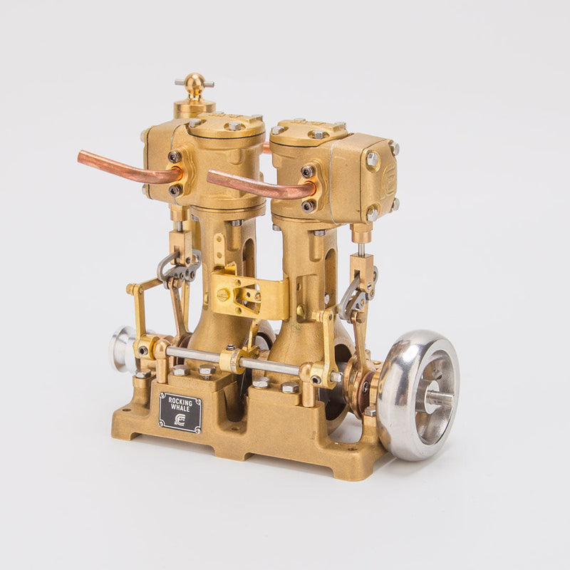 RW-L2 Mini Inline Double Cylinder Reciprocating Steam Engine Model for 70-130cm Steamships (Forward and Reverse Rotation/Without Boiler) enginediyshop