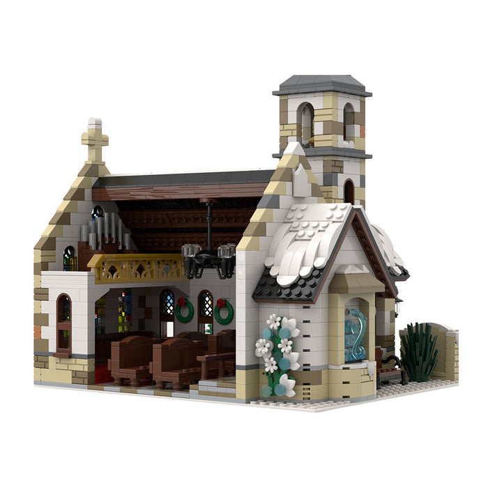 MOC-147549 Winter Country Church Modular Model for Church of the Nativity Building Blocks Toys Set (1769PCS) enginediyshop