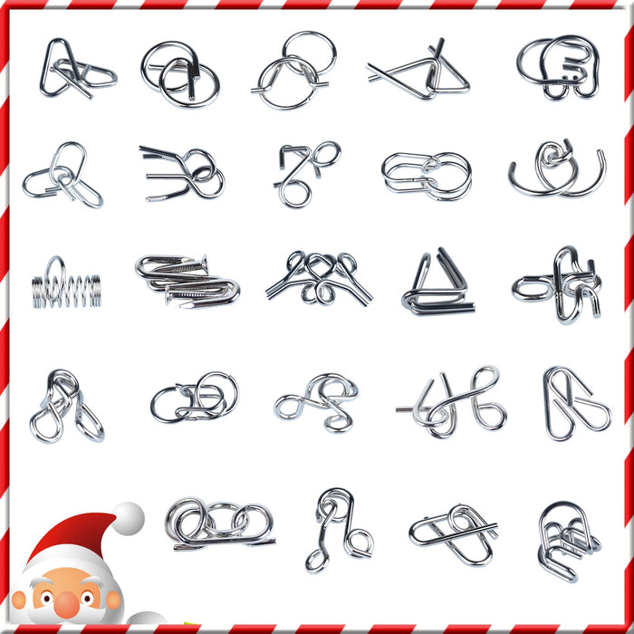 Advent Calendar Brain Teaser Adventskalender 24Pcs Christmas Gift Metal Brain Teasers Puzzle Educational Toy - Type 2 enginediyshop