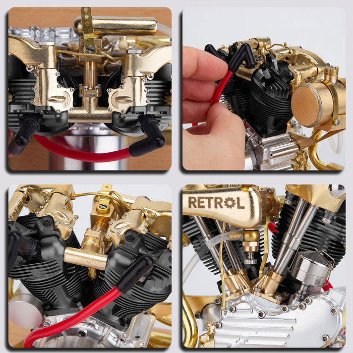 RETROL R29 4.2CC Mini OHV V-Twin Double-cylinder Four-stroke Gasoline Engine Internal Combustion Engine Model for Motorcycle