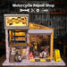 Motorcycle Repair Shop DIY 3D Wooden Miniature Scene Model Kit (213PCS) enginediyshop