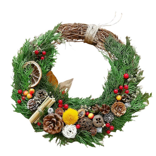 25cm DIY Christmas Wreath Kit, Dried Flower Door Hanger Craft Set, Holiday Home Decor and Festive Gift enginediyshop