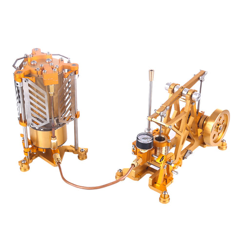 ENJOMOR Watt-Dampfmaschinenreaktor Modell Dampfpumpe mit Kesselgenerator Wissenschaftliches Bildungsspielzeug für die Desktop-Dekoration 9
