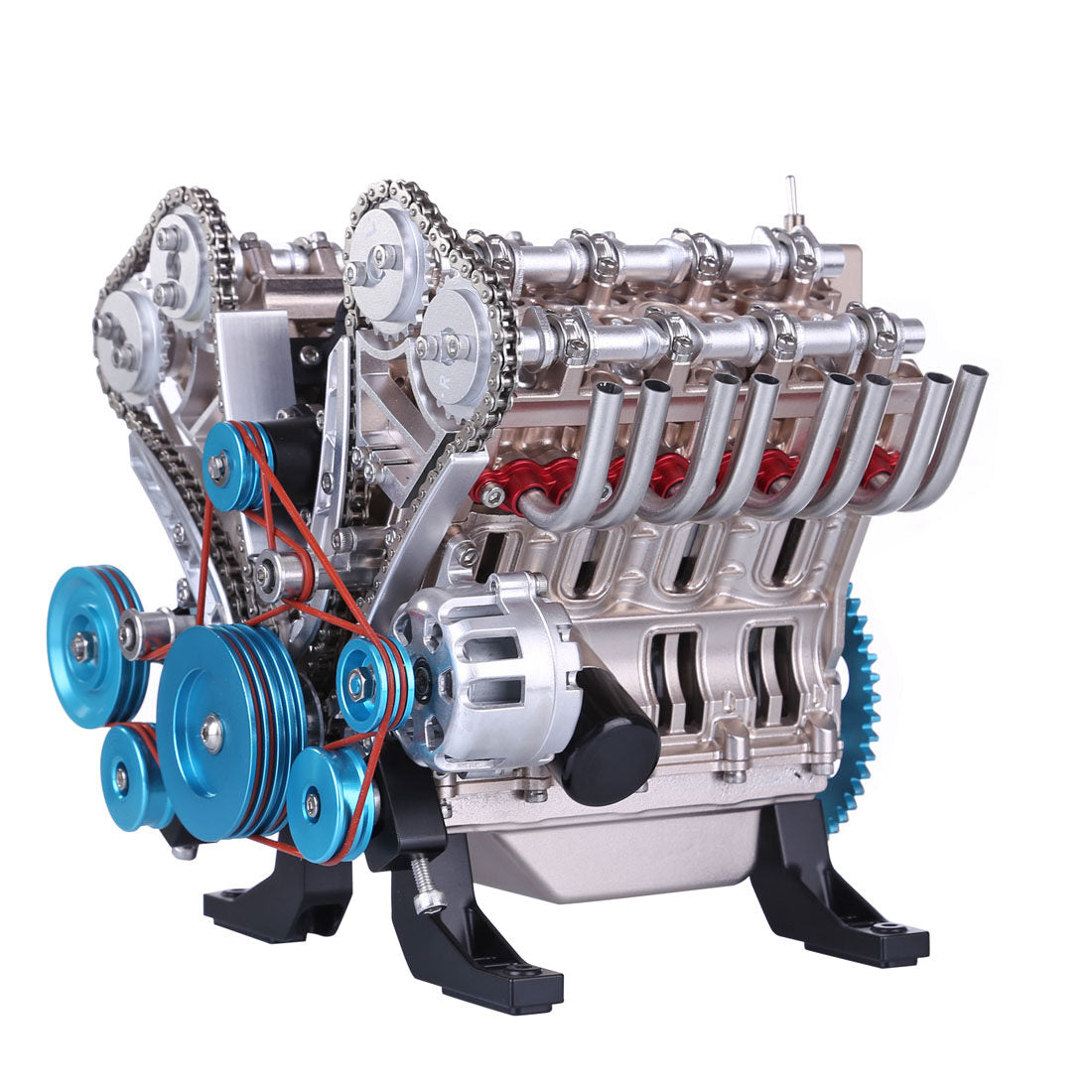 TECHING 500+ Teile 1:3 V8 Motor Modell Bausatz, Metall-Mechanik Motor Experiment Physik Spielzeug 5