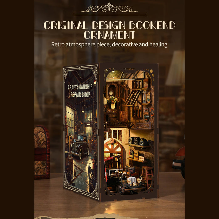 Auto Repair Shop 3D Wooden DIY Miniature House Kit, Creative Desktop Decor & Gift (374PCS) enginediyshop