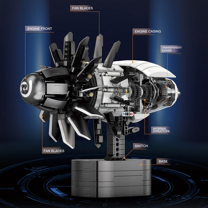 Mocsage MOC-180038 CFM-RISE Open Rotor Engine Building Blocks Set（1351PCS） enginediyshop