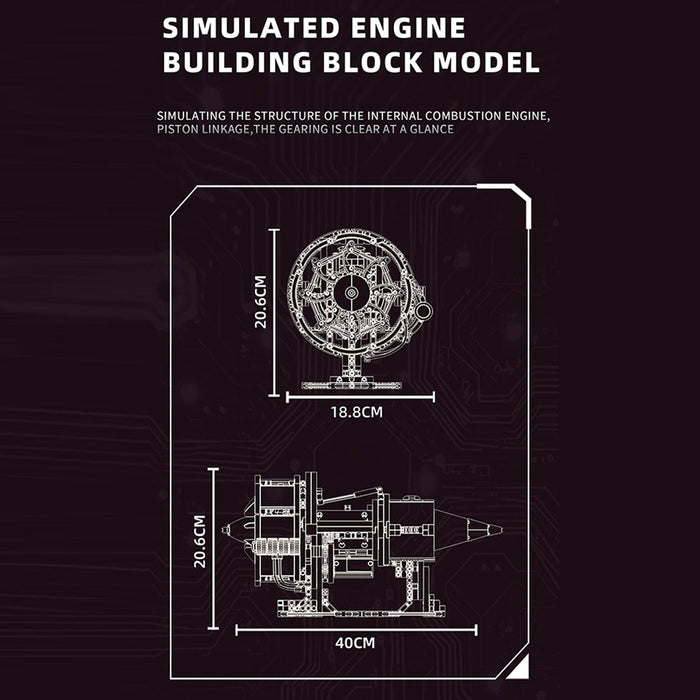 MOC Simulation Modern Aircraft Engine Building Blocks Set with Light (Dynamic Version/564PCS) enginediyshop