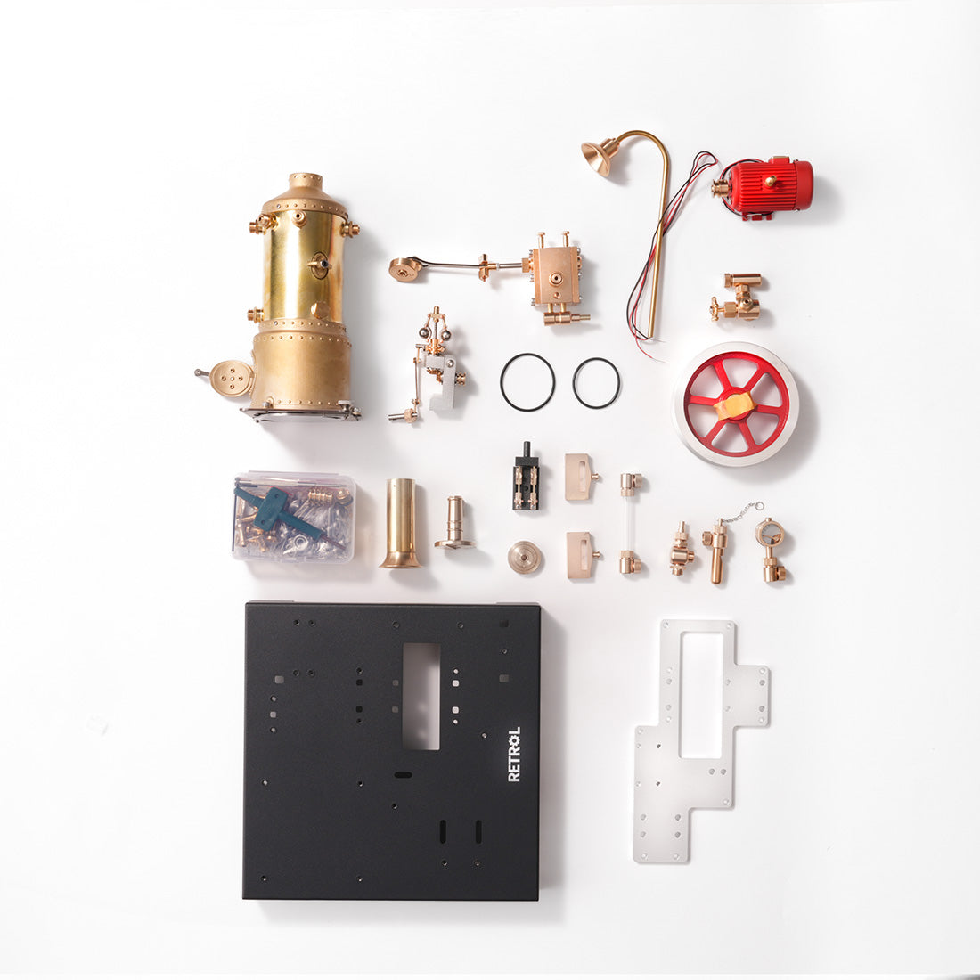 RETROL SE-03 DIY Steam Engine Model Kit with Generator & Light Educational Mechanical Building Set(38 PCS ) enginediyshop