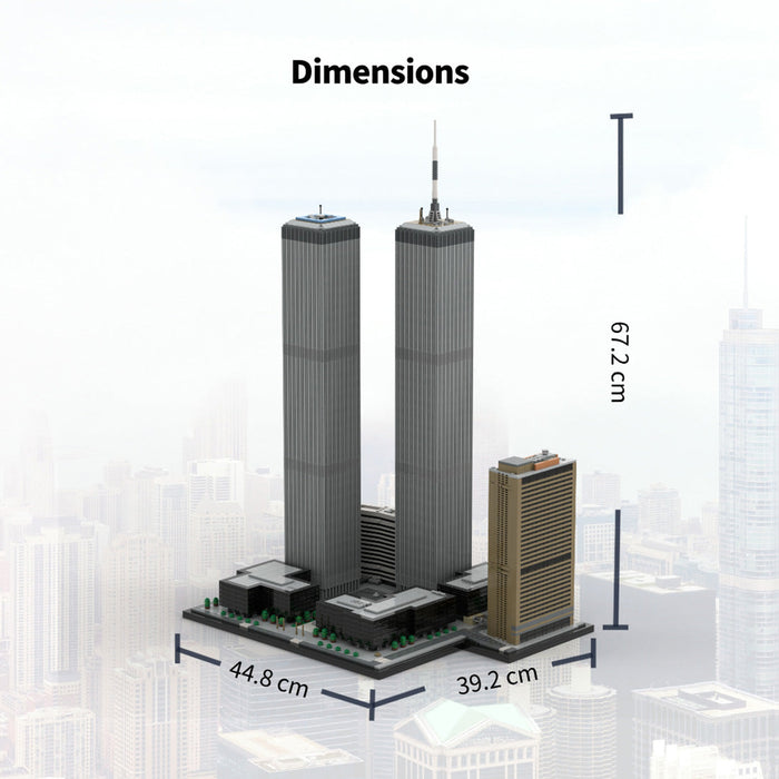MOC-177998 1/800 Scale Landmark Architecture Twin Towers Street Scene DIY Assembly Building Blocks Set (7129PCS) enginediyshop