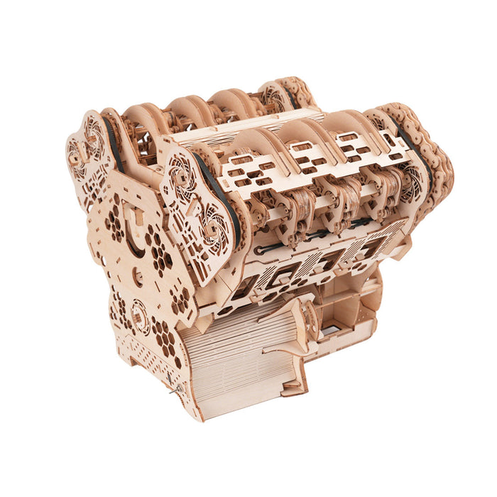W12 Engine Model Kit – 1400+ PCS Motorized Wooden 3D Simulation Engine – DIY STEM Mechanical Engineering Display & Educational Model enginediyshop