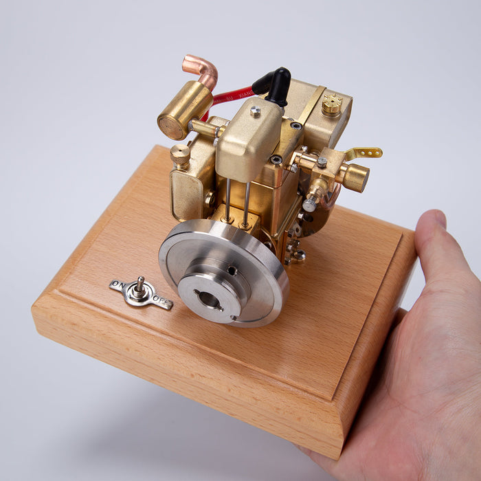 Mini 1.6cc Water-cooled Single-cylinder 4-stroke Gasoline Engine Internal Combustion Engine Model with Wooden Base enginediyshop