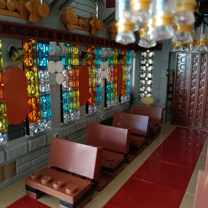 MOC-238564 Winter Village Cathedral Building Block Set with Snowy Red Roof, Clock Tower, Christmas Decor and Detailed Architectural Design-3987PCS enginediyshop