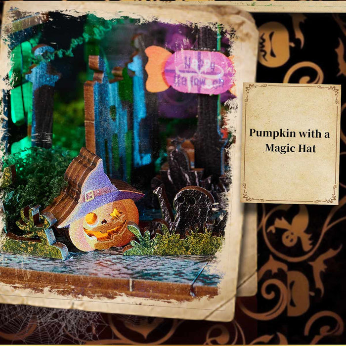 Halloween Night 3D Wooden DIY Miniature Horror House Kit, Spooky Terrifying Desktop Model & Halloween Decoration enginediyshop