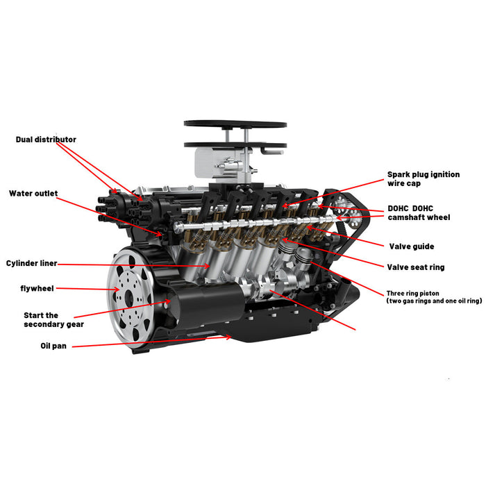 ENJOMOR V12-Motor GS-V12 72CC DOHC 4-Takt 12-Zylinder 48-Ventil wasser ...