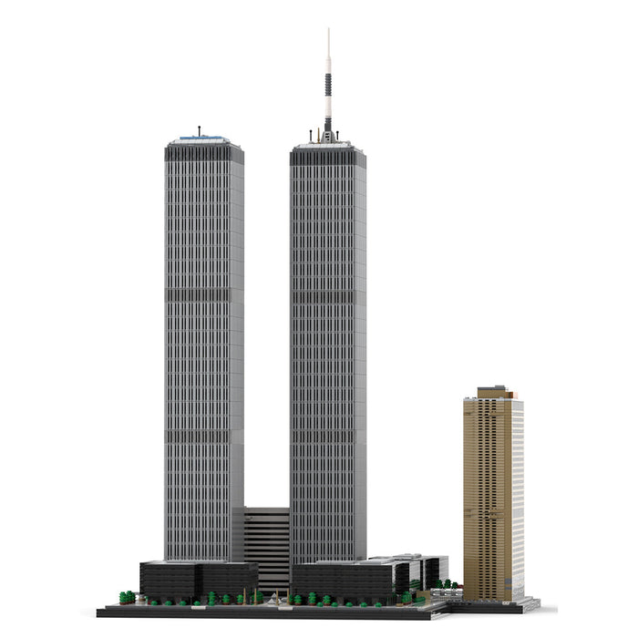 MOC-177998 1/800 Scale Landmark Architecture Twin Towers Street Scene DIY Assembly Building Blocks Set (7129PCS) enginediyshop