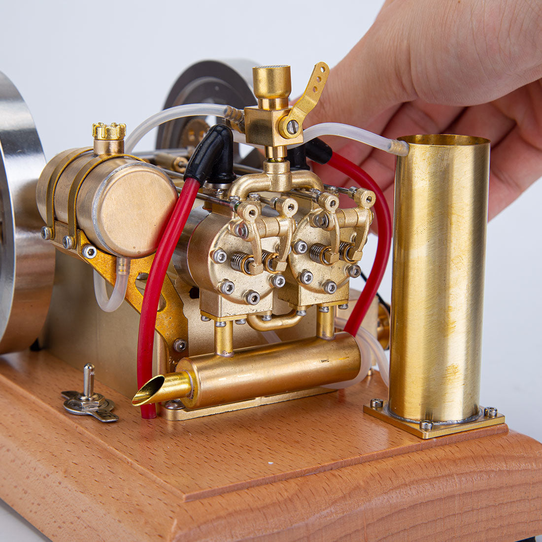 H76 5CC Horizontal Gasoline Internal Combustion Engine Model Twin-cylinder Overhead Valve Dual Flywheel Vintage Motor enginediyshop