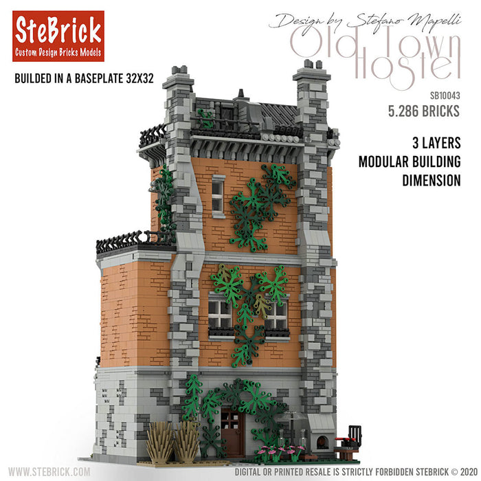 MOC-46504  Old Town Hostel  Creative Street View Building Blocks Compatible with Other Brands Street View (5286PCS) enginediyshop