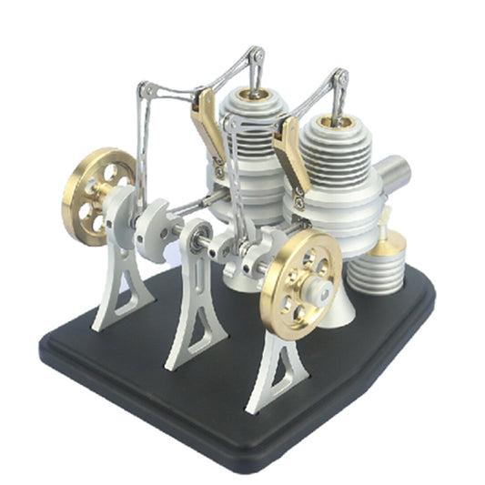 All Metal Beam Heat Engine Twin-Cylinder Stirling External Combustion Engine Gifts for Machine Enthusiasts(Kit Version) enginediyshop