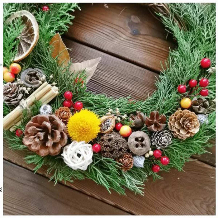 25cm DIY Christmas Wreath Kit, Dried Flower Door Hanger Craft Set, Holiday Home Decor and Festive Gift enginediyshop