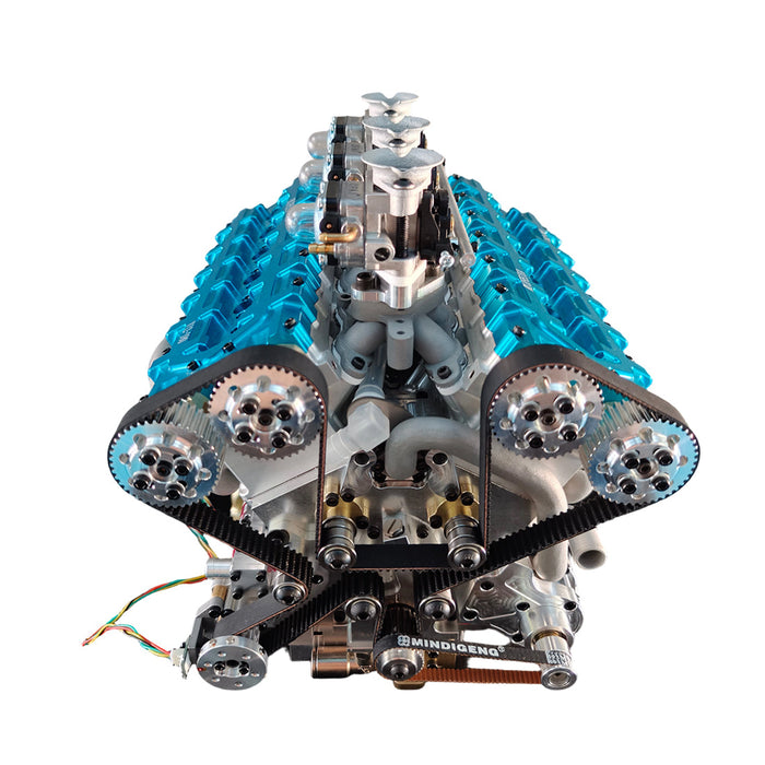 RUIFEIYA V12-180 180cc 1/4 Scale V12 4-Stroke Gasoline Engine Model – DOHC 48-Valve Water-Cooled Engine with ECU, CDI & Electric Start enginediyshop