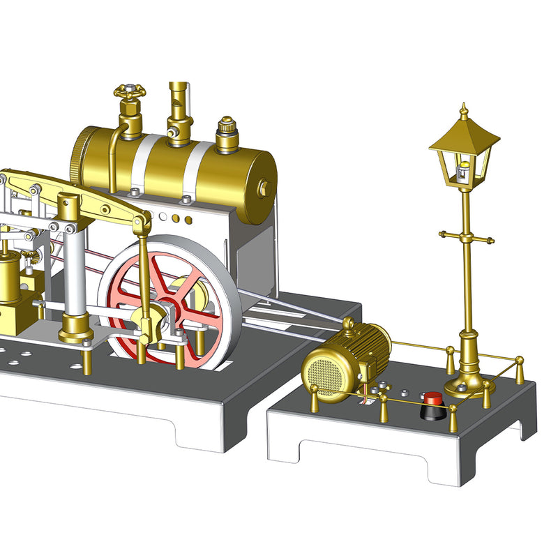 RETROL SE-01 Full Metal Stationary Beam Steam Engine Model and Horizontal Boiler Kit - enginediyshop