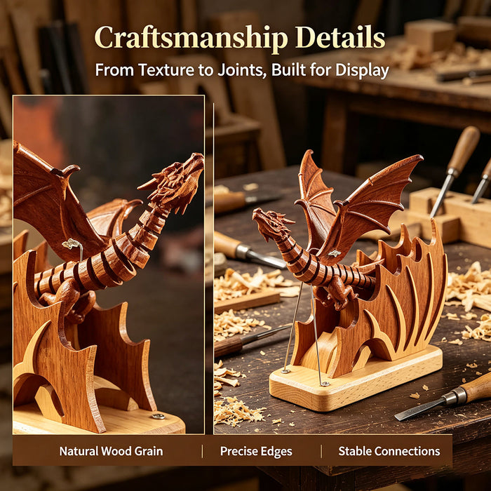 Wooden Western Mythical Creature Model – Articulated Gothic Fantasy Desktop Sculpture enginediyshop