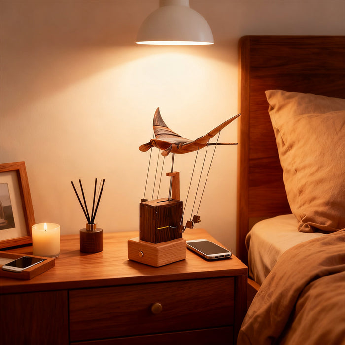 Wooden Manta Bionic Marine Biological Dynamic Model, Desktop Relaxation Decor