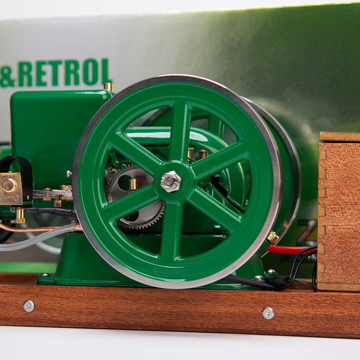 RETROL & OKMO Z01 Gasoline Engine Model Ball Top Miniature Water-Cooled Single-Cylinder 4-Stroke Internal Combustion Engine with Ignition System and Wooden Display Stand