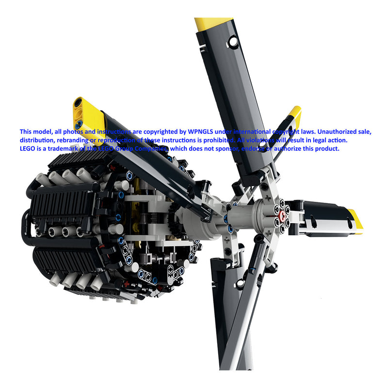 MOC-178855+MOC-178952 XR-7755-3 36-Cylinder Piston Aviation Engine Building Blocks Set with Stand (1559PCS)
