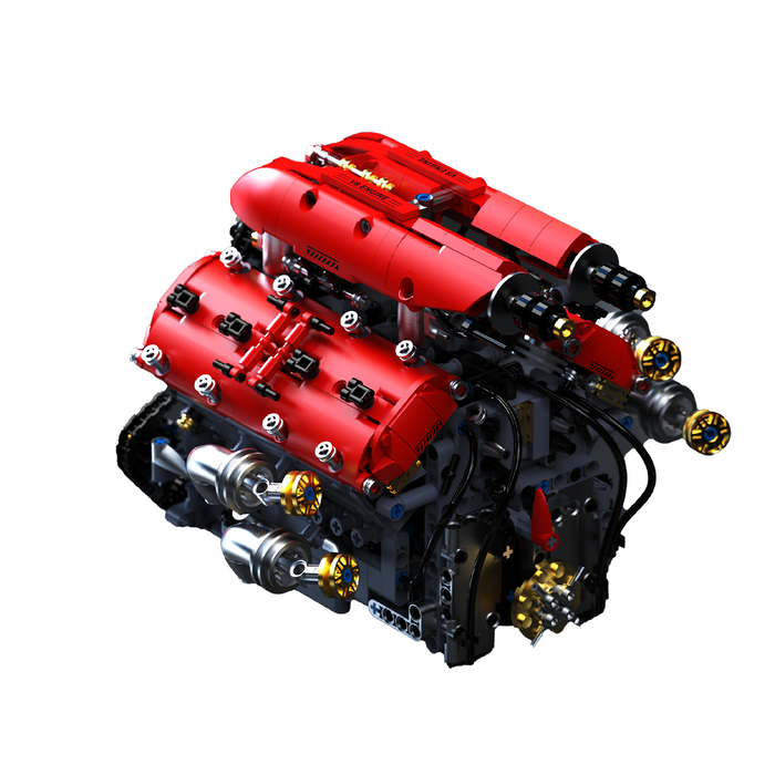 Ferrari V8 Engine Building Blocks Toy Set DOHC Naturally Aspirated MOC Motor Build Your Own V8 Engine - 350PCS
