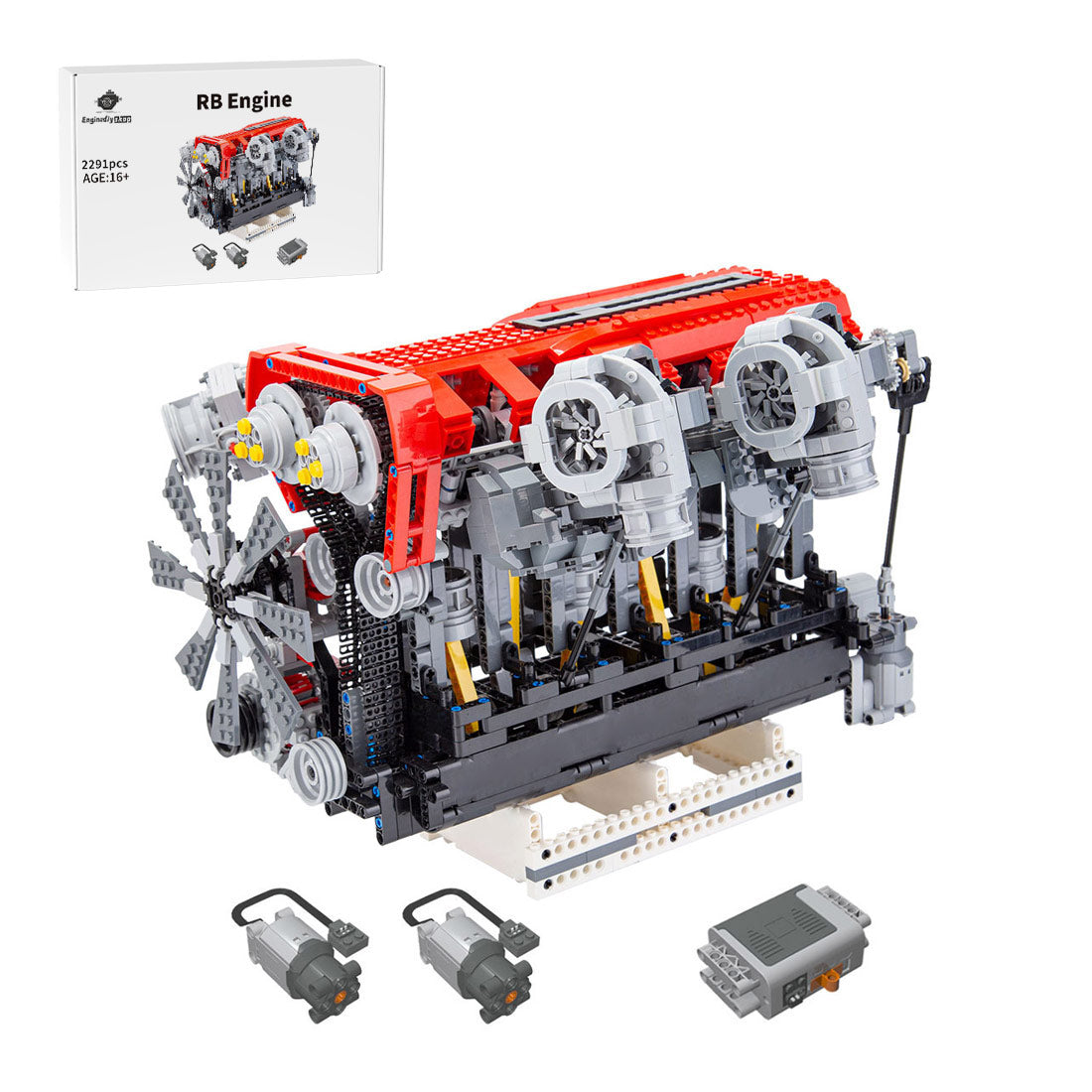RB Inline Six-Cylinder MOC Engine DOHC Parallel Twin-Turbo Four-Valve Motor Building Blocks Toy Set 2291 PCS-Build Your Own L6 Engine enginediyshop