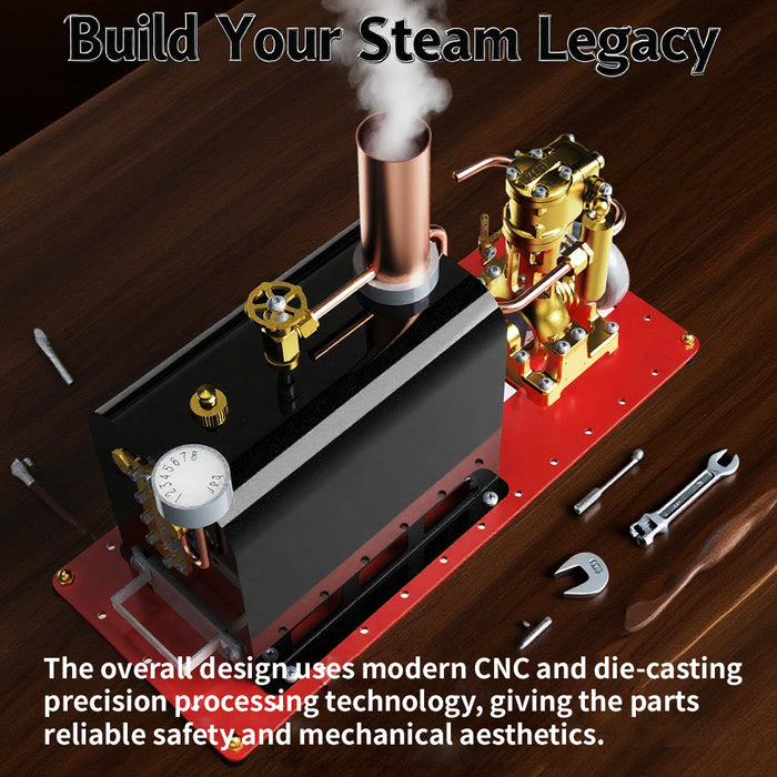RW-BL1K Steam Engine and Boiler Model Kit for Steam Boat Mini Reversible Reciprocating Single-Cylinder Steam Engine Kit