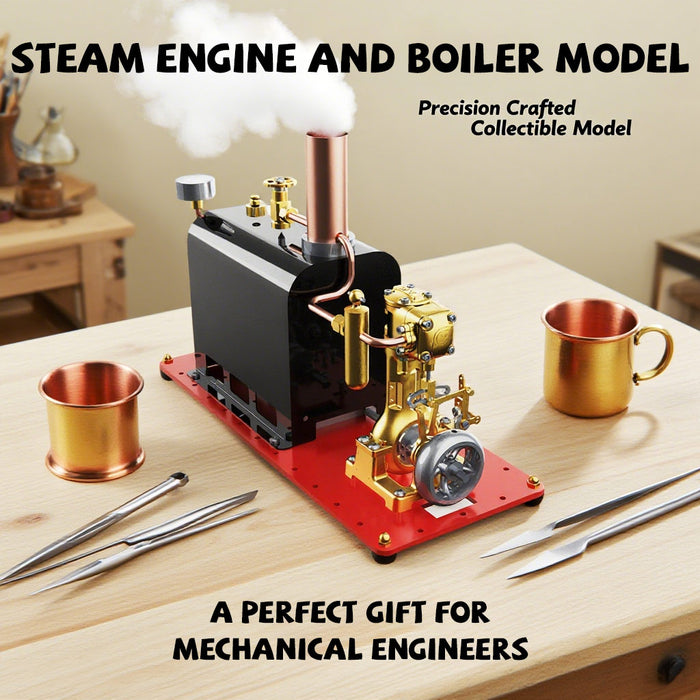 RW-BL1K Steam Engine and Boiler Model Kit for Steam Boat Mini Reversible Reciprocating Single-Cylinder Steam Engine Kit