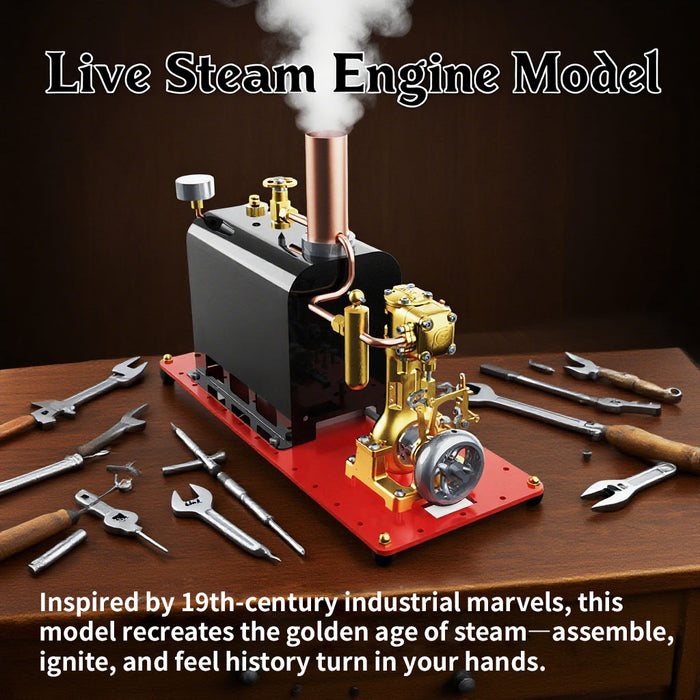 RW-BL1K Steam Engine and Boiler Model Kit for Steam Boat Mini Reversible Reciprocating Single-Cylinder Steam Engine Kit